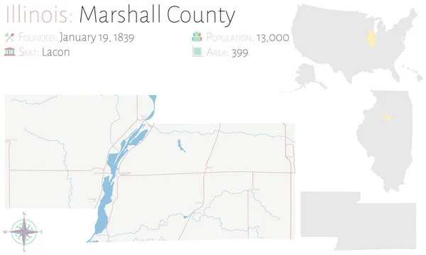 Duża Szczegółowa Mapa Marshall County Illinois Usa — Wektor stockowy