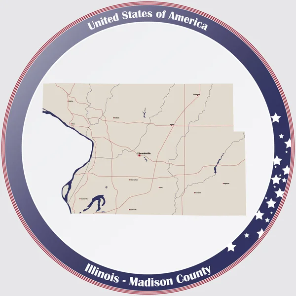 Velká Podrobná Mapa Madison County Illinois Usa — Stockový vektor