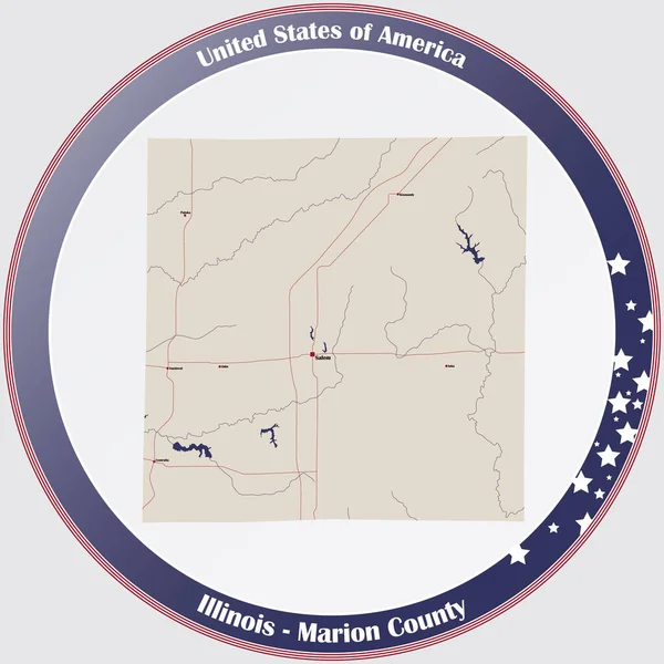 Mapa Grande Detallado Del Condado Marion Illinois Estados Unidos — Archivo Imágenes Vectoriales