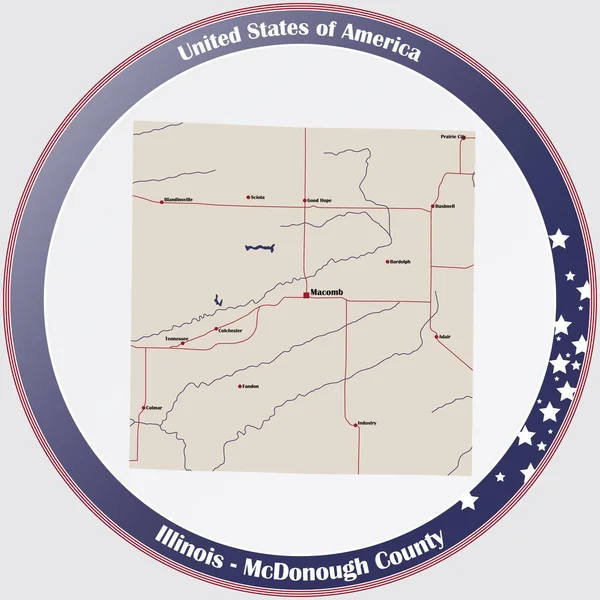 Velká Podrobná Mapa Hrabství Mcdonough Illinois Usa — Stockový vektor