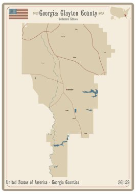 Illinois, ABD 'deki Clayton County' nin eski bir oyun kartının haritası..