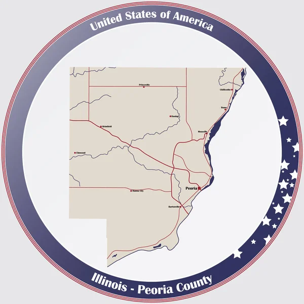 Mapa Grande Detallado Del Condado Peoria Illinois Estados Unidos — Vector de stock