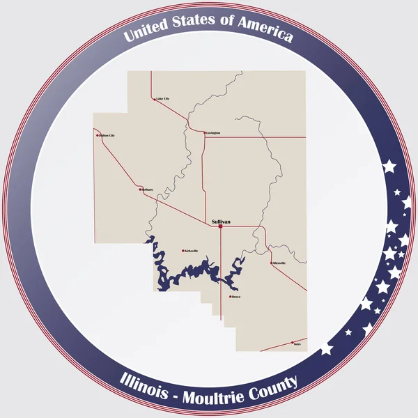Mapa Grande Detallado Del Condado Moultrie Illinois Estados Unidos — Archivo Imágenes Vectoriales