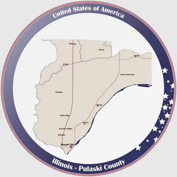 Große Und Detaillierte Landkarte Von Pulaski County Illinois Usa — Stockvektor