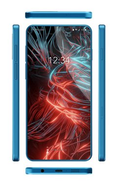 3D rendered realistic looking smartphone on white background.