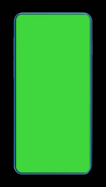 Realistycznie Wyglądający Smartfon Czarnym Tle Zielonym Ekranem — Zdjęcie stockowe