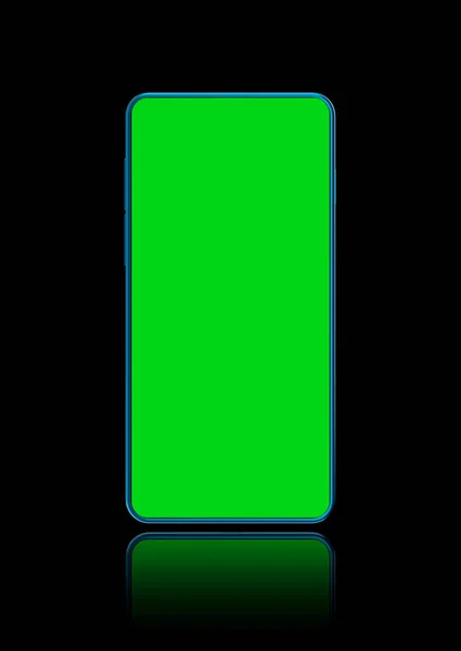 Realistycznie Wyglądający Smartfon Czarnym Tle Zielonym Ekranem — Zdjęcie stockowe