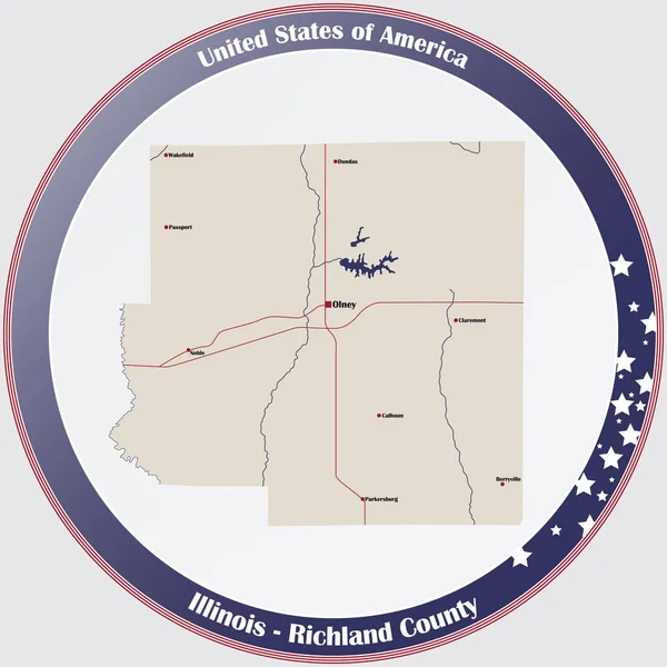 Large Detailed Map Richland County Illinois Usa — Vector de stock