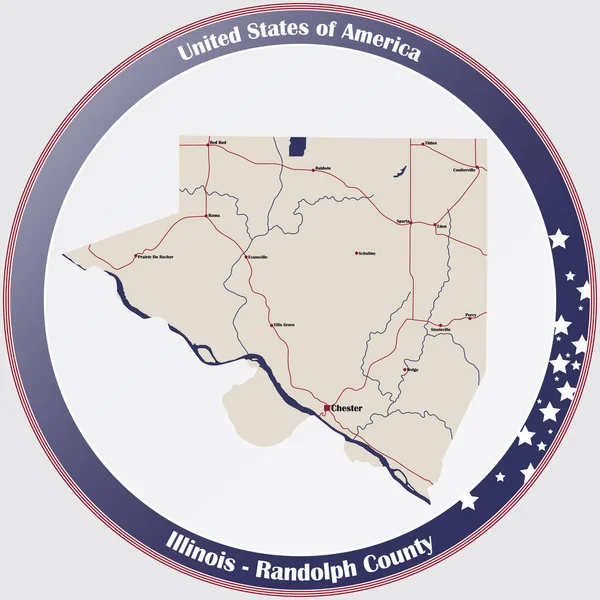 Stor Och Detaljerad Karta Över Randolph County Illinois Usa — Stock vektor