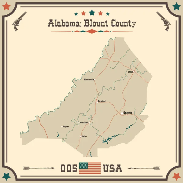 Duża Dokładna Mapa Blount County Alabama Usa — Wektor stockowy