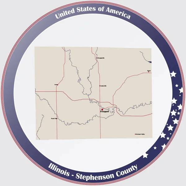 Grote Gedetailleerde Kaart Van Stephenson County Illinois Verenigde Staten — Stockvector