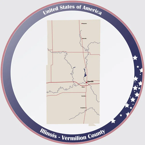 Large Detailed Map Vermilion County Illinois Usa — Stockvektor