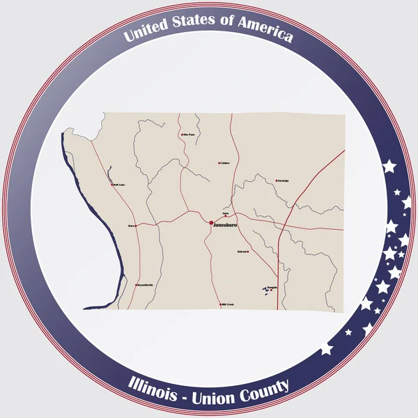 Duża Szczegółowa Mapa Hrabstwa Union Illinois Usa — Wektor stockowy