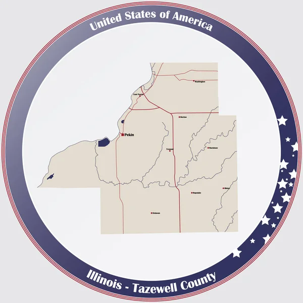 Grote Gedetailleerde Kaart Van Tazewell County Illinois Verenigde Staten — Stockvector
