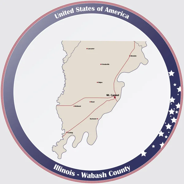 Large Detailed Map Wabash County Illinois Usa — Stockvektor