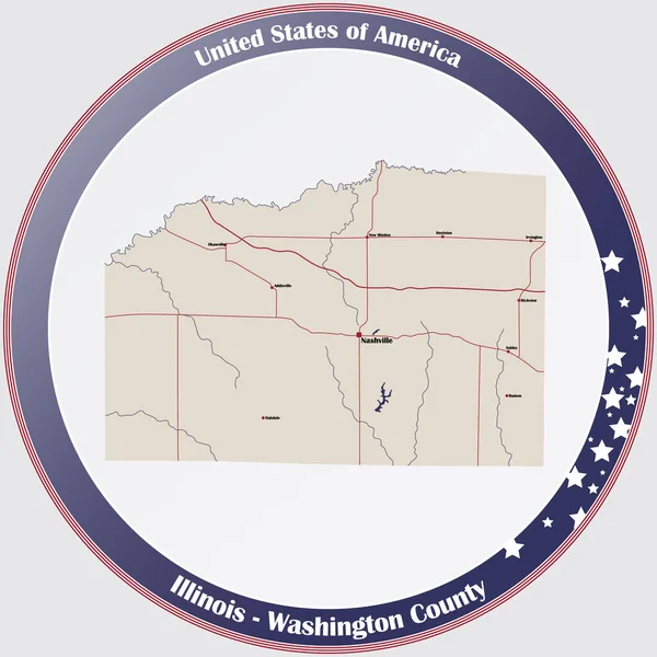 Large Detailed Map Washington County Illinois Usa — Vector de stock