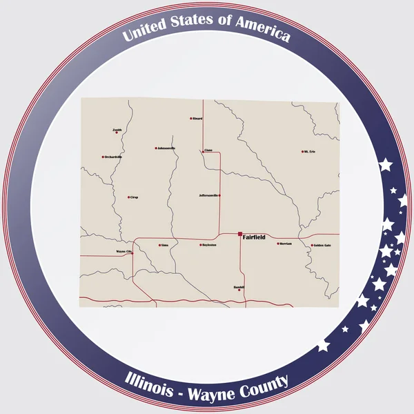 Large Detailed Map Wayne County Illinois Usa — Stok Vektör
