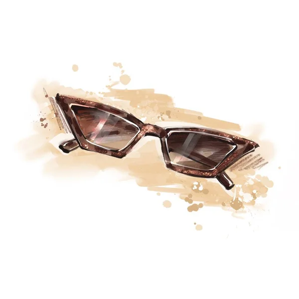 Módní Skica Stylových Slunečních Brýlí Nálepka Design — Stock fotografie