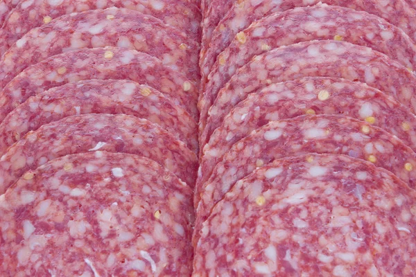 Fette di salame da vicino — Foto Stock