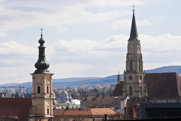 Scenic view of old center with broaches, Cluj-Napoca — Stock Photo, Image