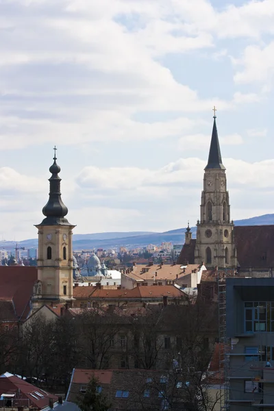 Scenic view of old center with broaches, Cluj-Napoca Royalty Free Stock Photos