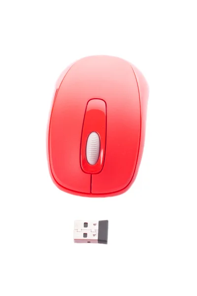 Red cordless mouse for PC — Stock Photo, Image