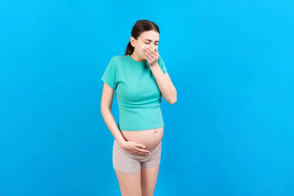 Pregnant Woman Suffering Toxicosis Toxicosis Pregnancy Pregnant Lady Feeling Sick — Stock Photo, Image