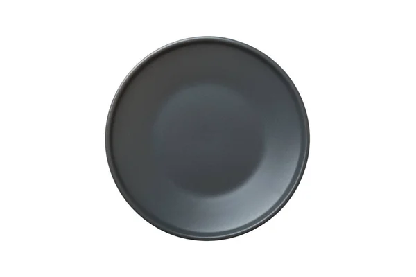 Grey Ceramic Plate Isolated White Background Top View — Stock Photo, Image