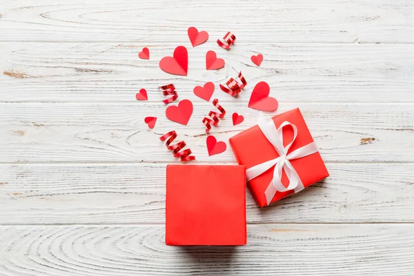 Felice Giorno San Valentino Aperto Scatola Regalo Forma Cuore Con — Foto Stock