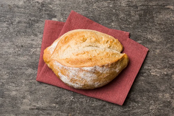 Pão Francês Delicioso Recém Assado Com Guardanapo Vista Rústica Tampo — Fotografia de Stock