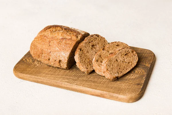 Auswahl Frisch Geschnittenem Brot Mit Serviette Auf Rustikaler Tischplatte Gesundes — Stockfoto