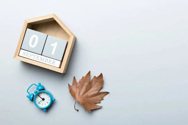 Kalender Untuk Tampilan Puncak September Dengan Ruang Fotokopi Blok Kalender — Stok Foto