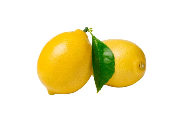 Friss Citrom Citrusfélék Elszigetelt Fehér Háttér Felülnézet — Stock Fotó