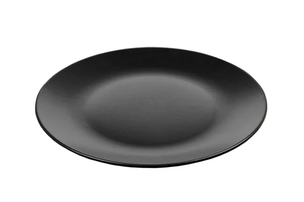 Top View Black Empty Plate Isolared White Background — Stock Photo, Image