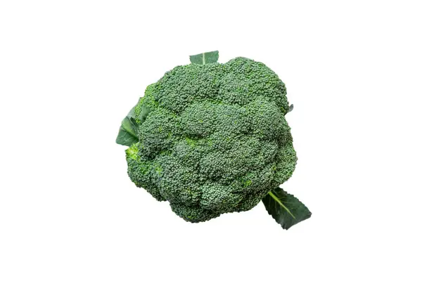 Green Fresh Broccoli Isolated White Background Top View — Stock Photo, Image