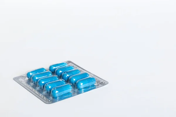 Pacote Blister Com Vitamina Sobre Fundo Cor Pílulas Medicina Fundo — Fotografia de Stock