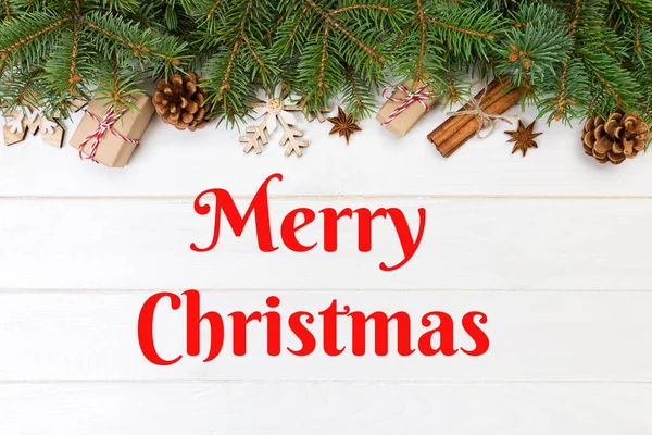 Merry Christmas Text Christmas Background Copy Space Top View Holiday — Foto de Stock