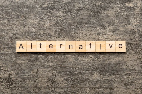 Alternatives Wort Auf Holzblock Geschrieben Alternativer Text Auf Dem Tisch — Stockfoto