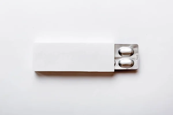 Blank White Product Package Box Mock Open Blank Medicine Drug — Stok fotoğraf