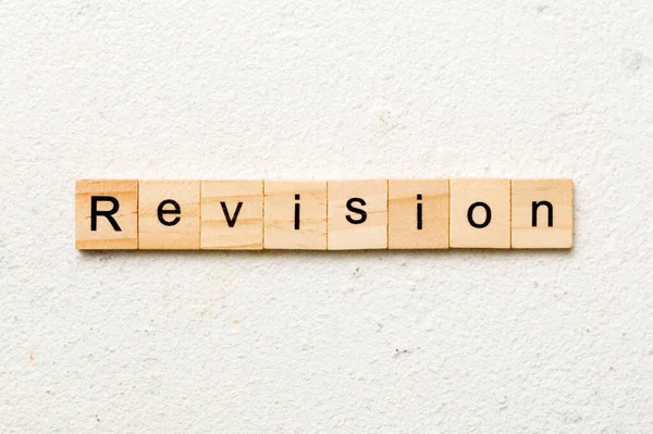 Revision Word Written Wood Block Revision Text Table Concept — Stock Fotó