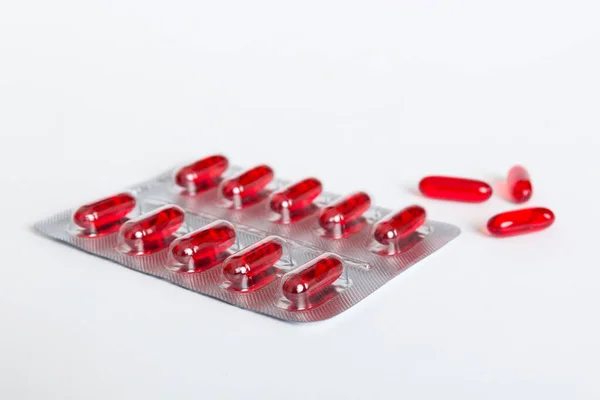 Renkli Vitamini Içeren Kabarcık Paketi Arka Planda Ilaç Hapları Laçlar — Stok fotoğraf