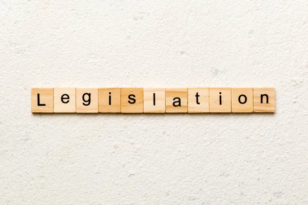 Legislação Palavra Escrita Bloco Madeira Texto Legislativo Sobre Tabela Conceito — Fotografia de Stock