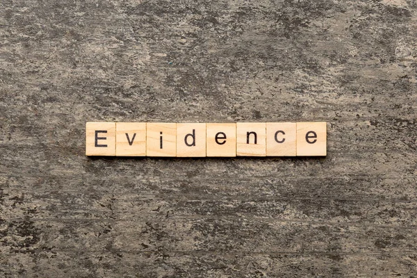 Evidence Word Written Wood Block Evidence Text Table Concept — Stock Photo, Image