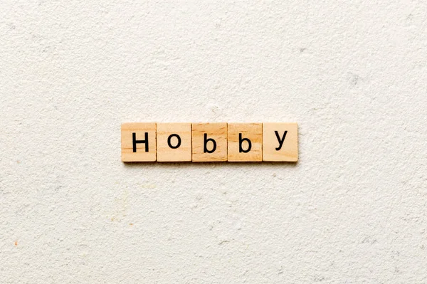 Hobby Слово Написано Дерев Яному Блоці Текст Hobby Цементному Столі — стокове фото