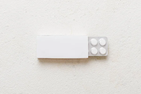 Blank White Product Package Box Mock Открытая Коробка Лекарствами Волдырями — стоковое фото