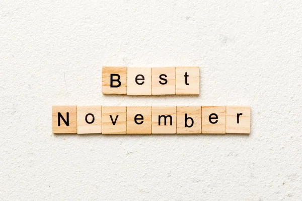Καλύτερη Λέξη Του Νοέμβρη Γραμμένο Ξύλο Μπλοκ Καλύτερο Κείμενο Νοεμβρίου — Φωτογραφία Αρχείου