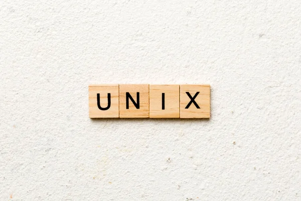 Unix Wort Auf Holzblock Geschrieben Unix Text Auf Tisch Konzept — Stockfoto