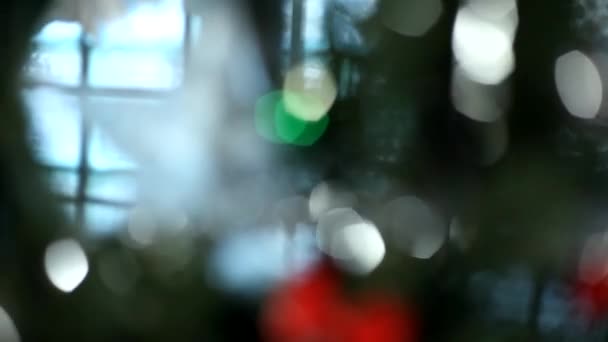 Happy New Year 2022 Defocused Christmas Tree Lights Ornaments Blurred — Vídeo de Stock