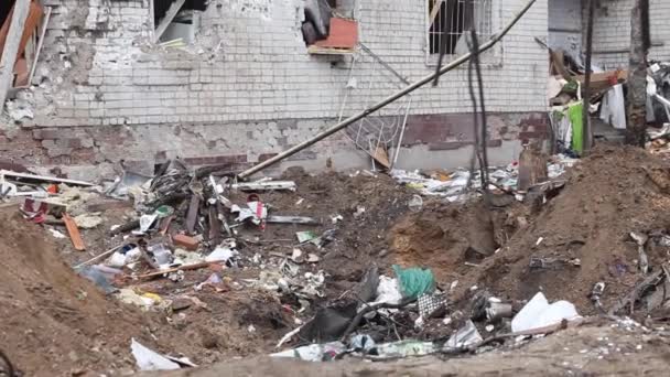 Cidade Arruinada Chernihiv Perto Kiev Norte Ucrânia Danos Destruições Infra — Vídeo de Stock