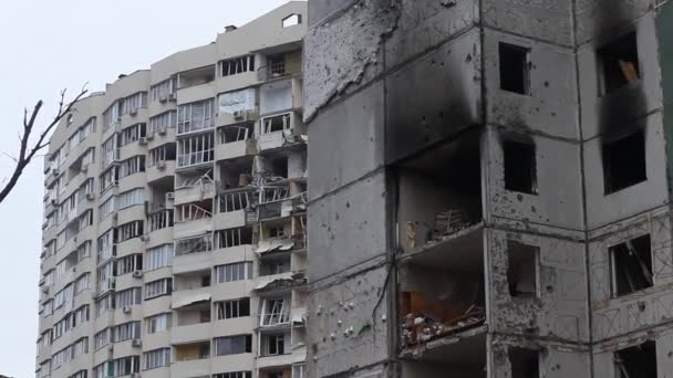 Ciudad Ruinas Chernihiv Cerca Kiev Norte Ucrania Daños Destrucciones Destruyó — Vídeo de stock